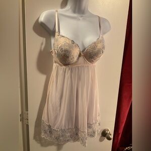 Daisy Fuentes Sheer Lace Chemise in Pink and Blue